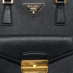 Pre Owned Prada Black Saffiano Leather Metropolis Tote