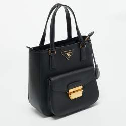 Pre Owned Prada Black Saffiano Leather Metropolis Tote