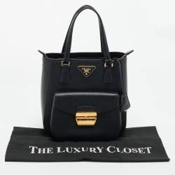 Pre Owned Prada Black Saffiano Leather Metropolis Tote