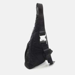 Pre Owned Prada Tessuto Waist Bag Body Nylon Saffiano Leather Black