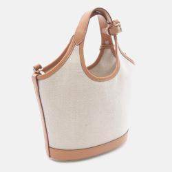 Pre Owned Prada Handbag Canvas Leather White Beige