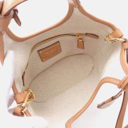 Pre Owned Prada Handbag Canvas Leather White Beige
