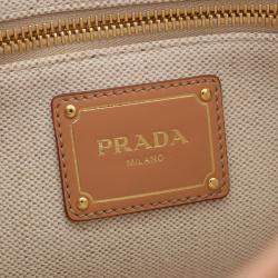 Pre Owned Prada Handbag Canvas Leather White Beige