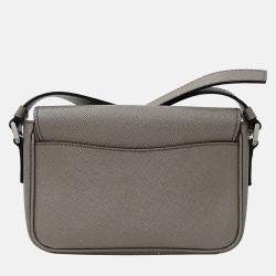 Pre Owned Prada Shoulder Bag Saffiano Greige