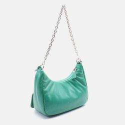 Pre Owned Prada Re-Edition 2006 Embroidered Drill Drill Riamo Fi Leather Shoulder Bag For Women Green
