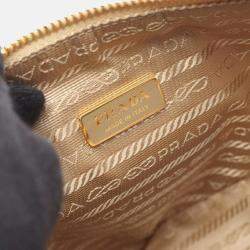 Pre Owned Prada Triangle Triangolo Jacqu Shoulder Bag Canvas Beige White