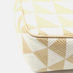 Pre Owned Prada Triangle Triangolo Jacqu Shoulder Bag Canvas Beige White