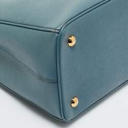 Pre Owned Prada Navy Blue Saffiano Leather Medium Open Tote