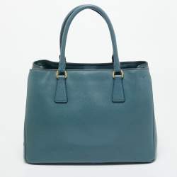Pre Owned Prada Navy Blue Saffiano Leather Medium Open Tote