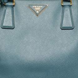 Pre Owned Prada Navy Blue Saffiano Leather Medium Open Tote