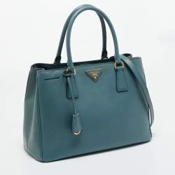 Pre Owned Prada Navy Blue Saffiano Leather Medium Open Tote