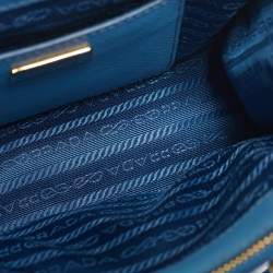 Pre Owned Prada Blue Saffiano Lux Leather Micro Double Zip Tote