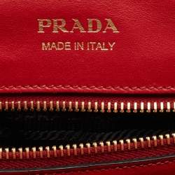 Pre Owned Prada Red/Black Leather Cahier Flap Shoulder Bag