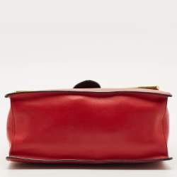Pre Owned Prada Red/Black Leather Cahier Flap Shoulder Bag