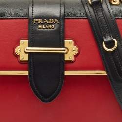 Pre Owned Prada Red/Black Leather Cahier Flap Shoulder Bag