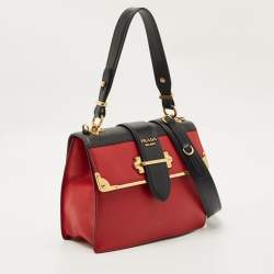 Pre Owned Prada Red/Black Leather Cahier Flap Shoulder Bag