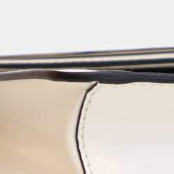 Pre Owned Prada White Spazzolato Triangle Logo Plate Flap Chain Crossbody