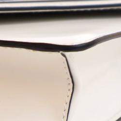 Pre Owned Prada White Spazzolato Triangle Logo Plate Flap Chain Crossbody