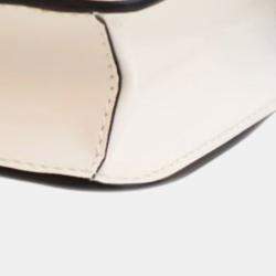 Pre Owned Prada White Spazzolato Triangle Logo Plate Flap Chain Crossbody