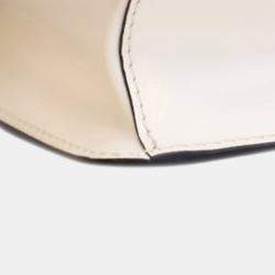 Pre Owned Prada White Spazzolato Triangle Logo Plate Flap Chain Crossbody