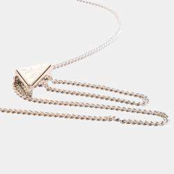 Pre Owned Prada White Spazzolato Triangle Logo Plate Flap Chain Crossbody