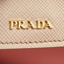 Pre Owned Prada Poudre Beige Saffiano Cuir Leather Large Double Handle Tote