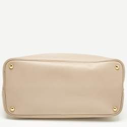 Pre Owned Prada Poudre Beige Saffiano Cuir Leather Large Double Handle Tote