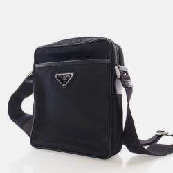 Pre Owned Prada Black Re-Nylon Messenger Bag