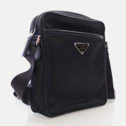 Pre Owned Prada Black Re-Nylon Messenger Bag