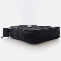 Pre Owned Prada Black Re-Nylon Messenger Bag