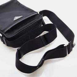 Pre Owned Prada Black Re-Nylon Messenger Bag