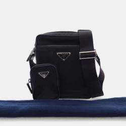 Pre Owned Prada Black Re-Nylon Messenger Bag