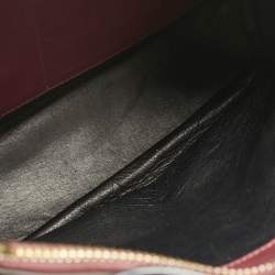 Pre Owned Prada Burgundy Saffiano Soft Leather Middle Zip Tote