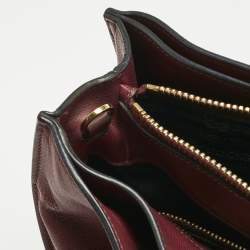 Pre Owned Prada Burgundy Saffiano Soft Leather Middle Zip Tote