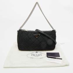 Pre Owned Prada Black Quilted Nylon and Leather Convertible Crossbody Bag