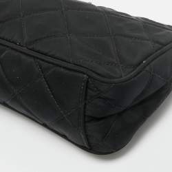 Pre Owned Prada Black Quilted Nylon and Leather Convertible Crossbody Bag