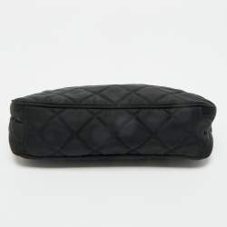 Pre Owned Prada Black Quilted Nylon and Leather Convertible Crossbody Bag