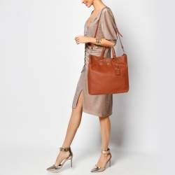 Pre Owned Prada Copper Vitello Daino Leather Tote