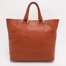 Pre Owned Prada Copper Vitello Daino Leather Tote