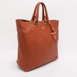 Pre Owned Prada Copper Vitello Daino Leather Tote