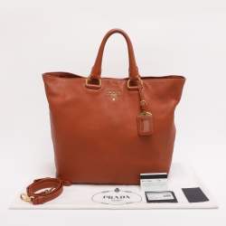Pre Owned Prada Copper Vitello Daino Leather Tote