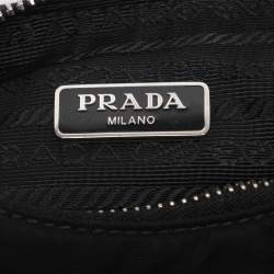 Pre Owned Prada Black Nylon and Saffiano Leather Re-Edition 2005 Baguette Bag