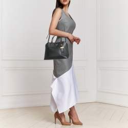 Pre Owned Prada Black Saffiano Lux Leather Promenade Open Satchel