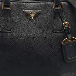 Pre Owned Prada Black Saffiano Lux Leather Promenade Open Satchel