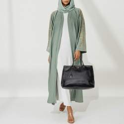 Pre Owned Prada Black Saffiano Lux Leather Extra Large Double Zip Galleria Tote