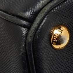 Pre Owned Prada Black Saffiano Lux Leather Extra Large Double Zip Galleria Tote