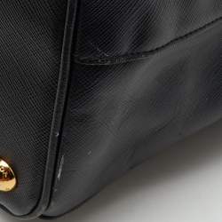 Pre Owned Prada Black Saffiano Lux Leather Extra Large Double Zip Galleria Tote