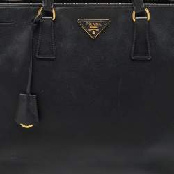Pre Owned Prada Black Saffiano Lux Leather Extra Large Double Zip Galleria Tote