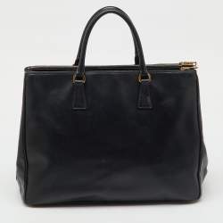 Pre Owned Prada Black Saffiano Lux Leather Extra Large Double Zip Galleria Tote