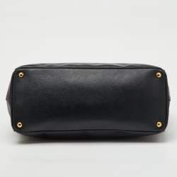 Pre Owned Prada Black Saffiano Lux Leather Extra Large Double Zip Galleria Tote